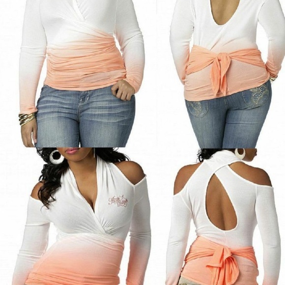 Apple Bottoms Y2K  MAYA Wrap CUT OUT TOP open Light sweater Top M - Picture 1 of 15